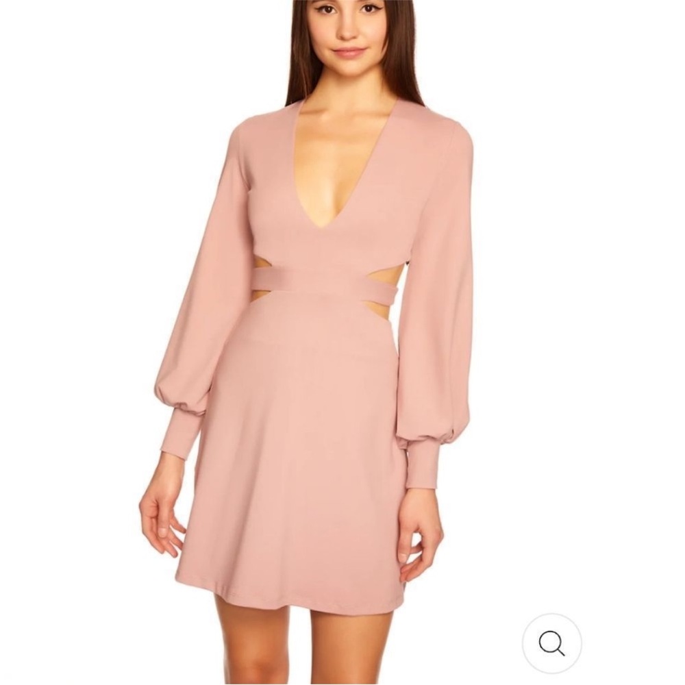 SUSANA MONACO Women’s SMALL Deep V Neck Rose Cut Out Back Dress Revolve